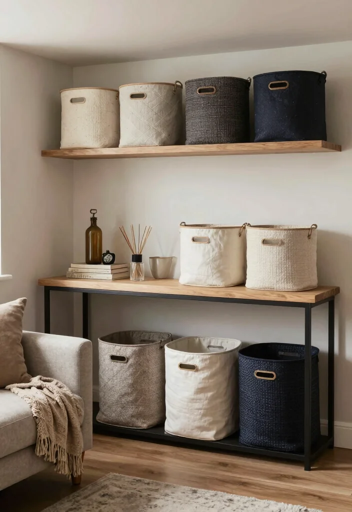 12 Basement Furniture Ideas for Comfort and Function 10. Decorative Storage Bins for a Clutter Free Look 0
