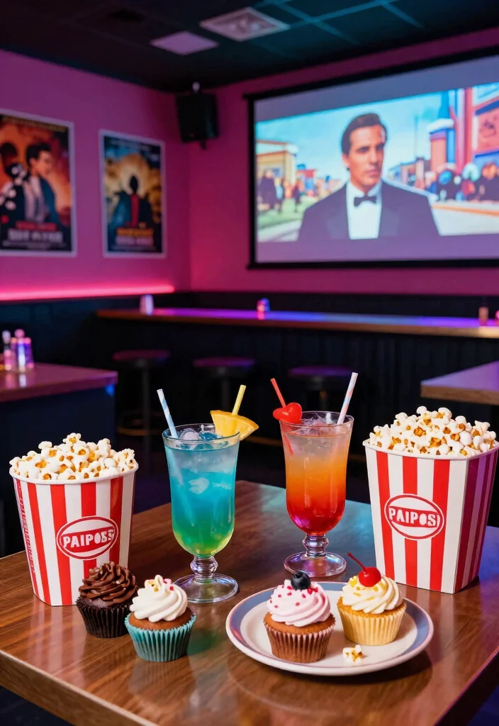 12 Basement Snack Bar Ideas for Family Hangouts 3. Themed Movie Bar 0