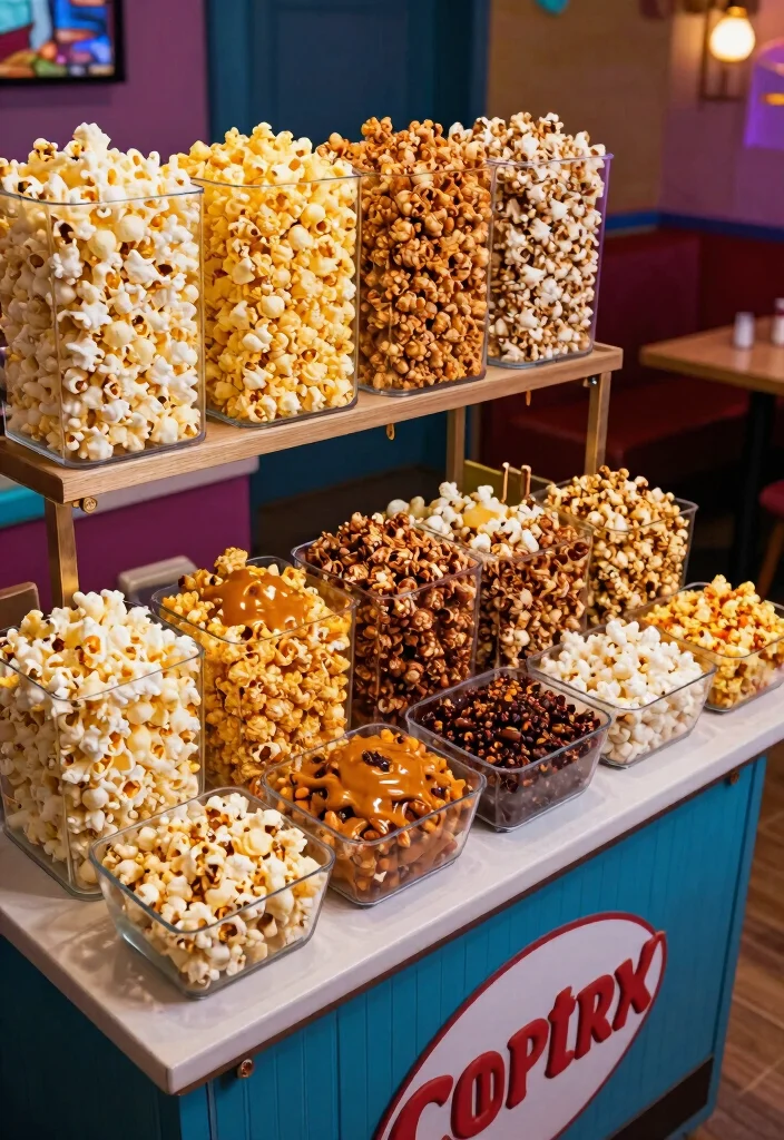 12 Basement Snack Bar Ideas for Family Hangouts 9. Classic Popcorn Bar 0
