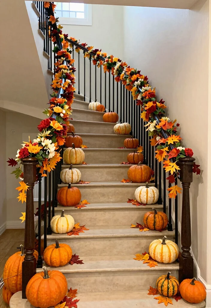 12 Basement Stairway Ideas to Improve Flow and Lighting 12. Seasonal Decor Flare 0