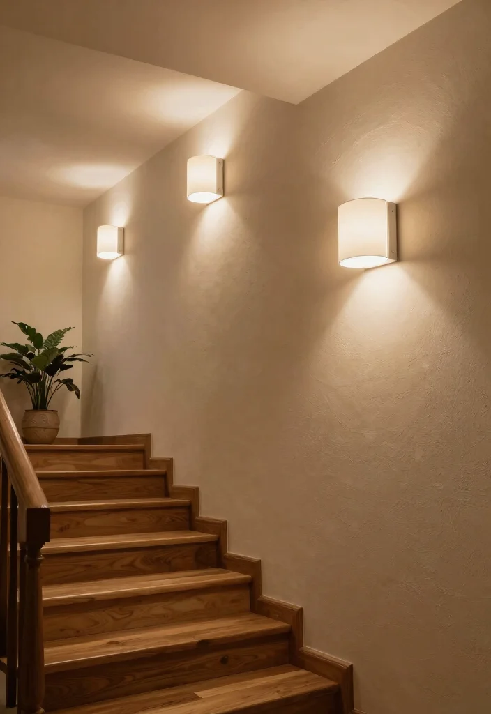 12 Basement Stairway Ideas to Improve Flow and Lighting 2. Wall Sconces for Subtle Elegance 0