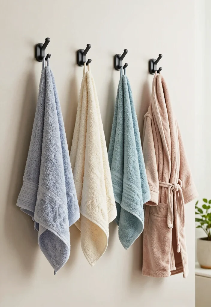 12 Bathroom Organization Ideas for Small Spaces 3. Wall Mounted Hooks 0