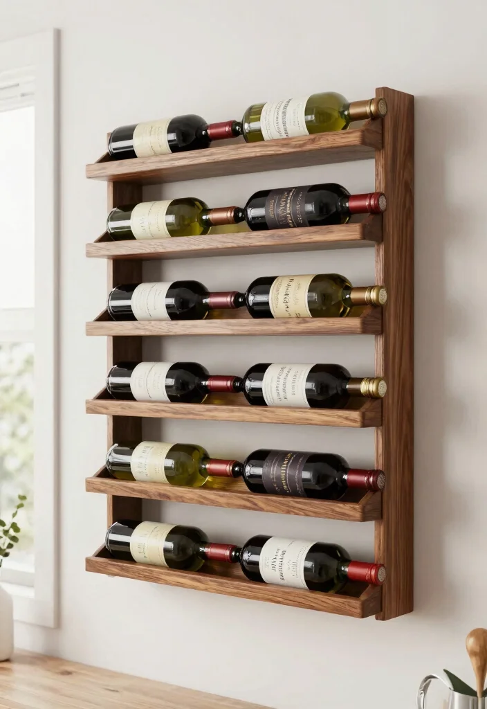 12 DIY Kitchen Organization Ideas on a Budget 12. DIY Wall Mounted Wine Rack 0