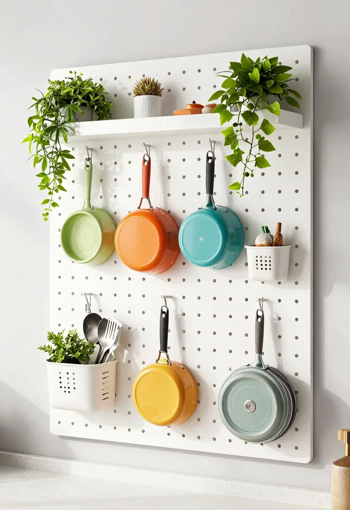 12 DIY Kitchen Organization Ideas on a Budget 2. Pegboard Magic 0