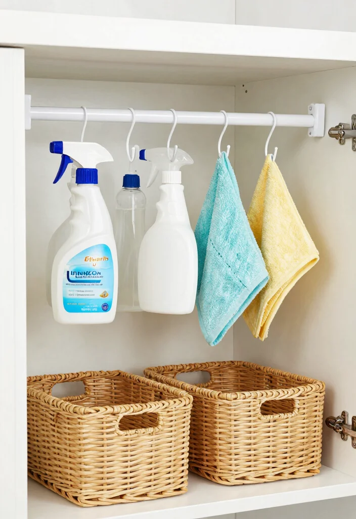 12 DIY Kitchen Organization Ideas on a Budget 5. Tension Rods for Under Sink Organization 0