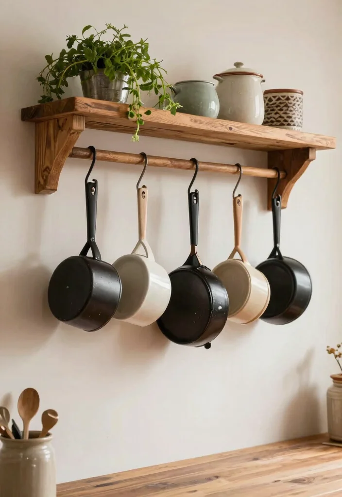 12 DIY Kitchen Organization Ideas on a Budget 7. Hanging Pot Racks 0