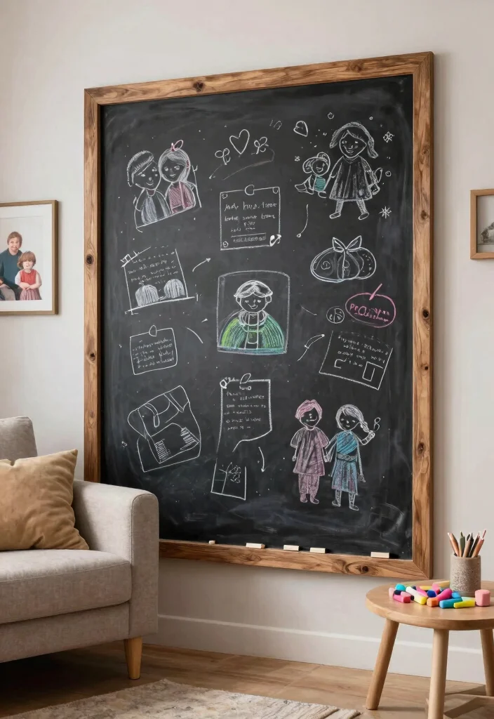 12 Family Room Wall Decor Ideas for Cozy Homes 6. Chalkboard Walls for Creativity 0
