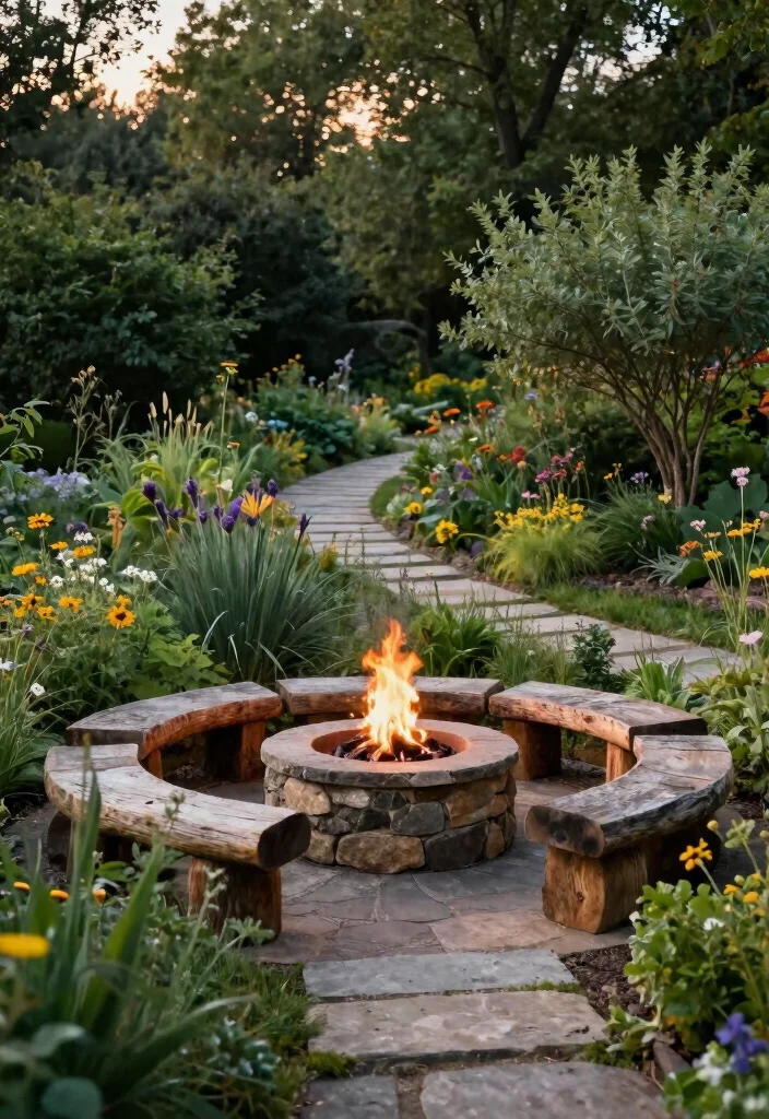 12 Fire Pit Ideas for Backyard Landscapes with Natural Flow 1. Stone Fire Pit with Natural Seating 0