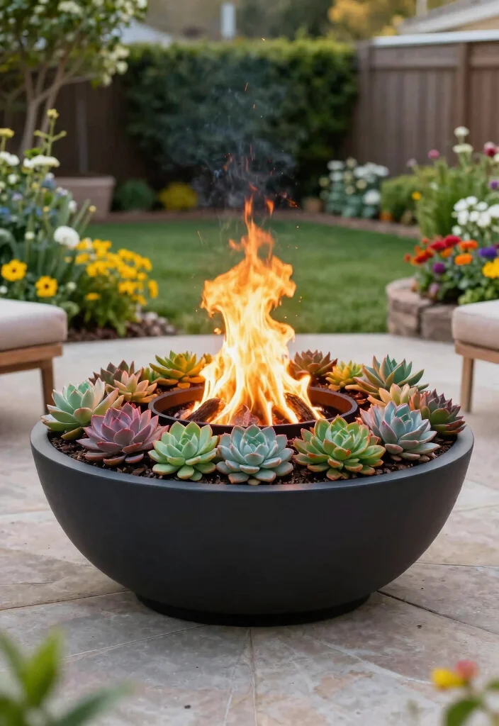 12 Fire Pit Ideas for Backyard Landscapes with Natural Flow 5. Planter Fire Pit 0