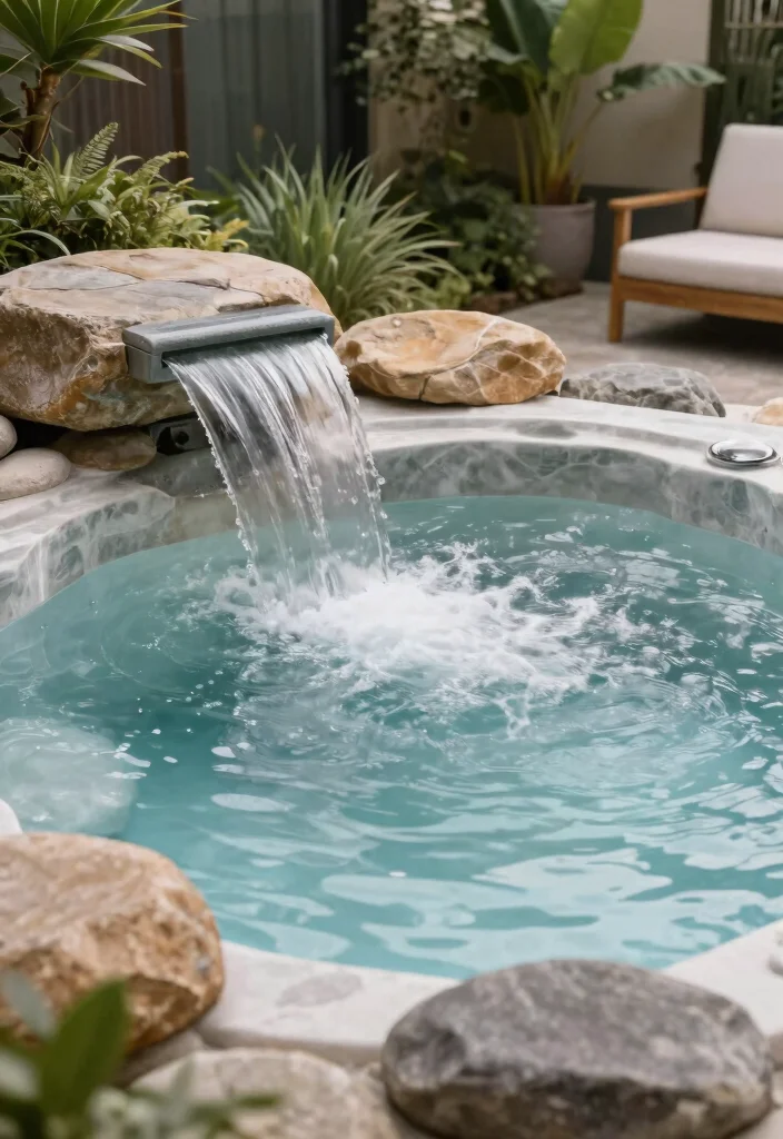12 Hot Tub Backyard Patio Ideas for a Spa Like Experience 61 12 Hot Tub Backyard Patio Ideas for a Spa Like Experience 11. Artistic Water Features 0