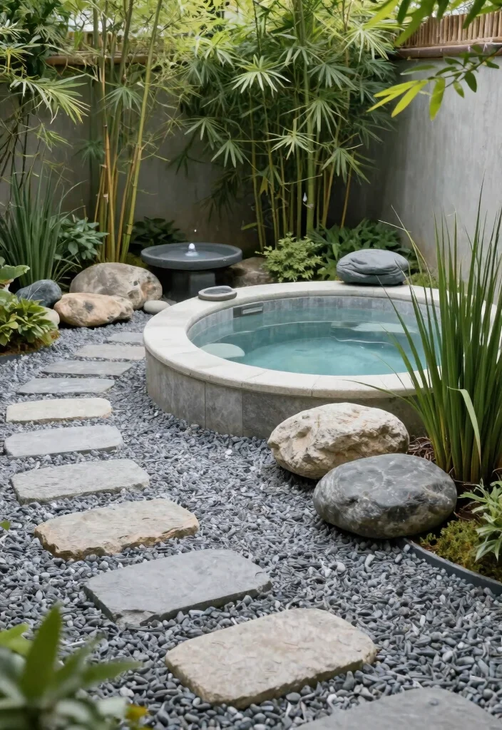 12 Hot Tub Backyard Patio Ideas for a Spa Like Experience 25 12 Hot Tub Backyard Patio Ideas for a Spa Like Experience 5. Zen Garden Inspired 0
