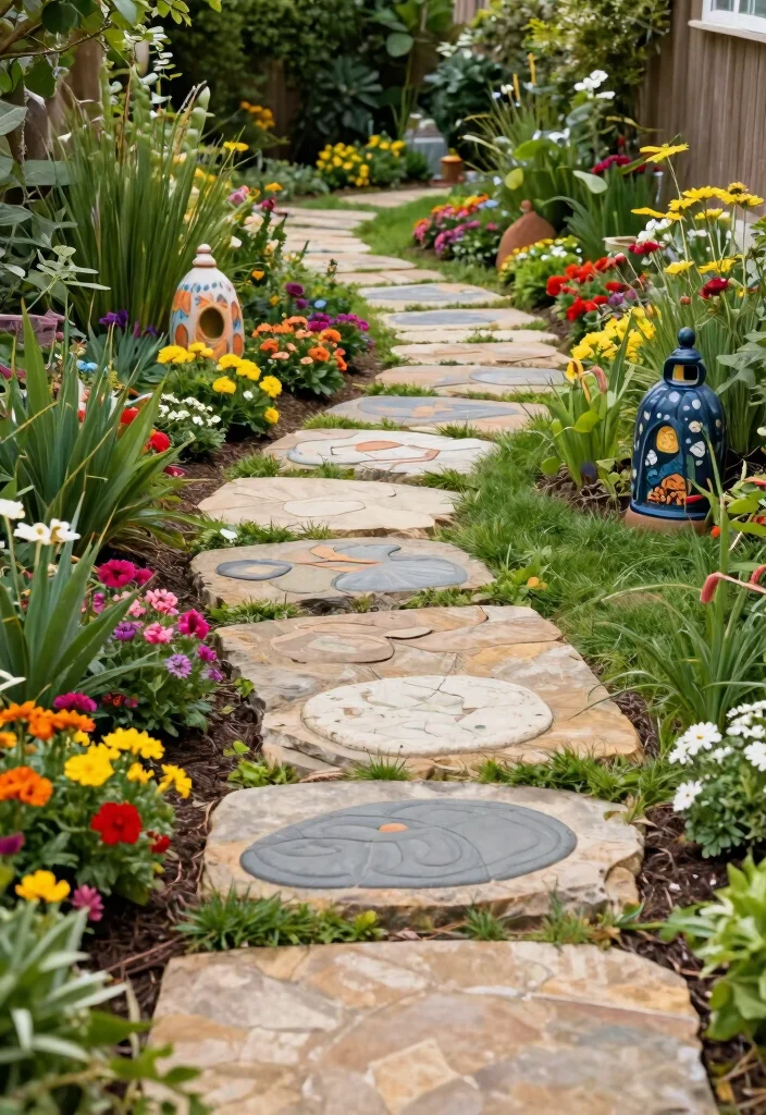 12 Huge Backyard Ideas to Create Multiple Outdoor Zones 7. Artistic Garden Pathways 0