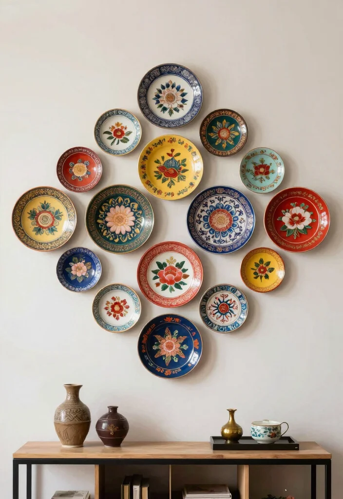 12 Indian Living Room Wall Decor Ideas with Cultural Style 9. Decorative Wall Plates 0