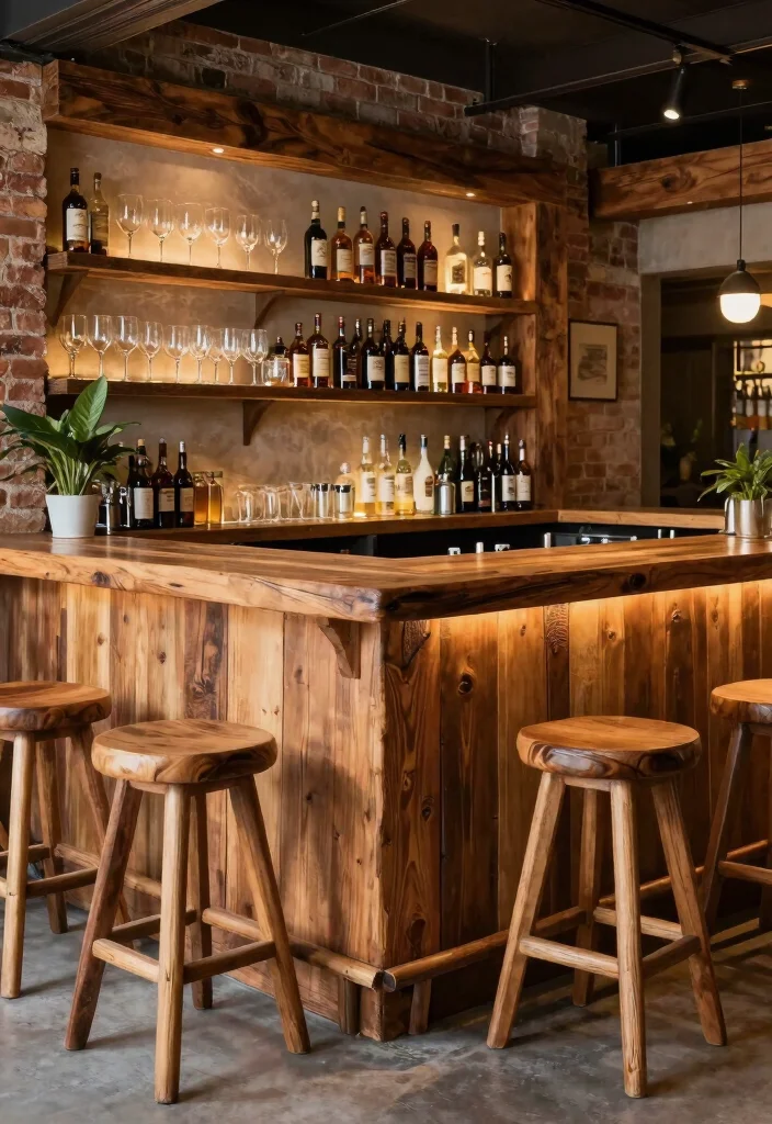 12 Simple Basement Bar Ideas for Casual Entertaining 1 12 Simple Basement Bar Ideas for Casual Entertaining 1. Reclaimed Wood Bar Counter 0