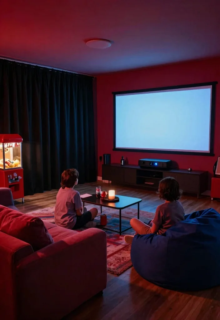 12 Sims 4 Basement Ideas for Creative Builds 12. Family Movie Night Area 0