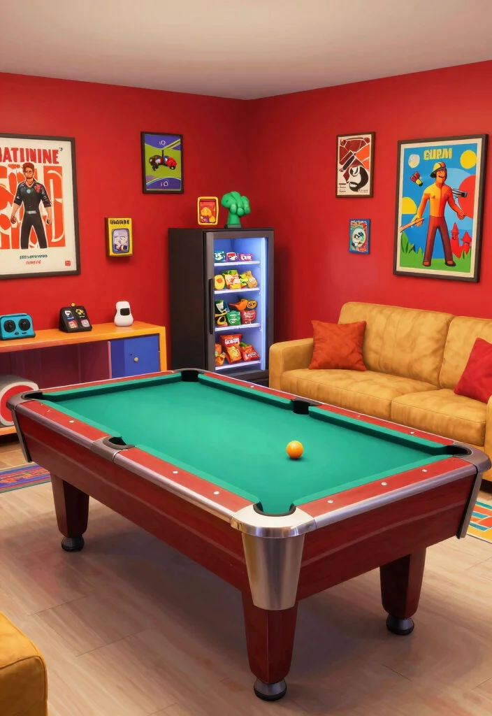12 Sims 4 Basement Ideas for Creative Builds 4. Vibrant Game Room 0