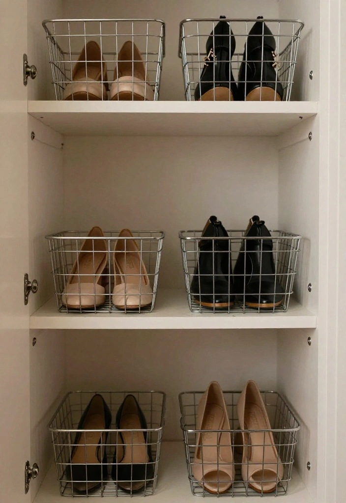 12 Small Closet Organization Ideas That Save Space 10. Use Wire Baskets for Versatile Storage 0