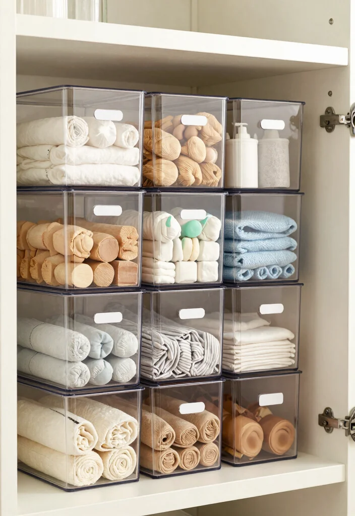 12 Small Closet Organization Ideas That Save Space 4. Clear Storage Bins for Visibility 0