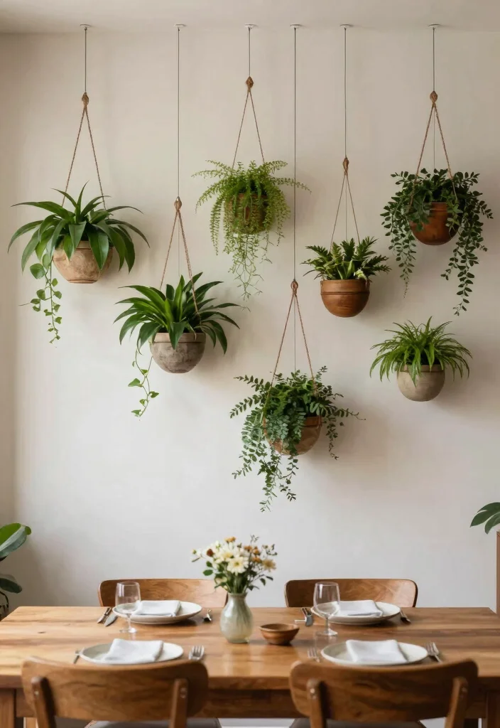 12 Small Dining Room Wall Decor Ideas That Add Style 40 12 Small Dining Room Wall Decor Ideas That Add Style 10. Hanging Planters for a Fresh Look 0