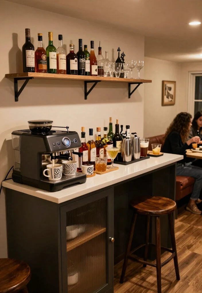 12 Small Finished Basement Ideas That Feel Complete 11. Craft Beverage Station 0