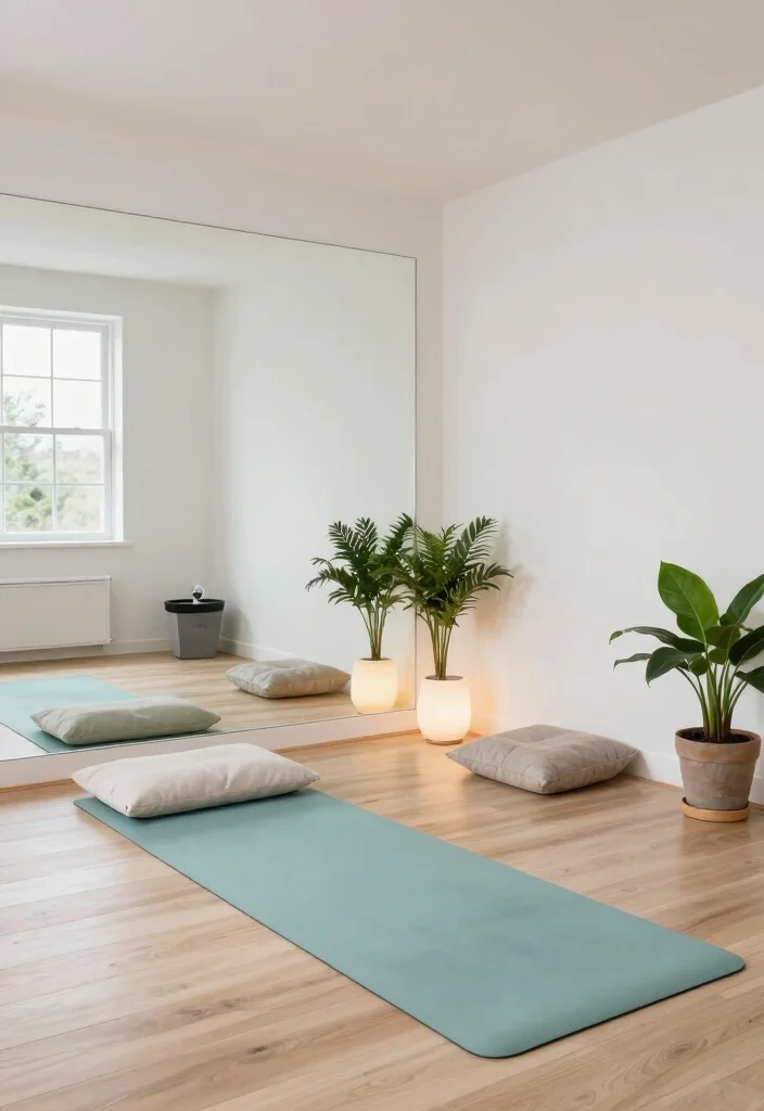 12 Small Finished Basement Ideas That Feel Complete 4. Minimalist Yoga Space 0