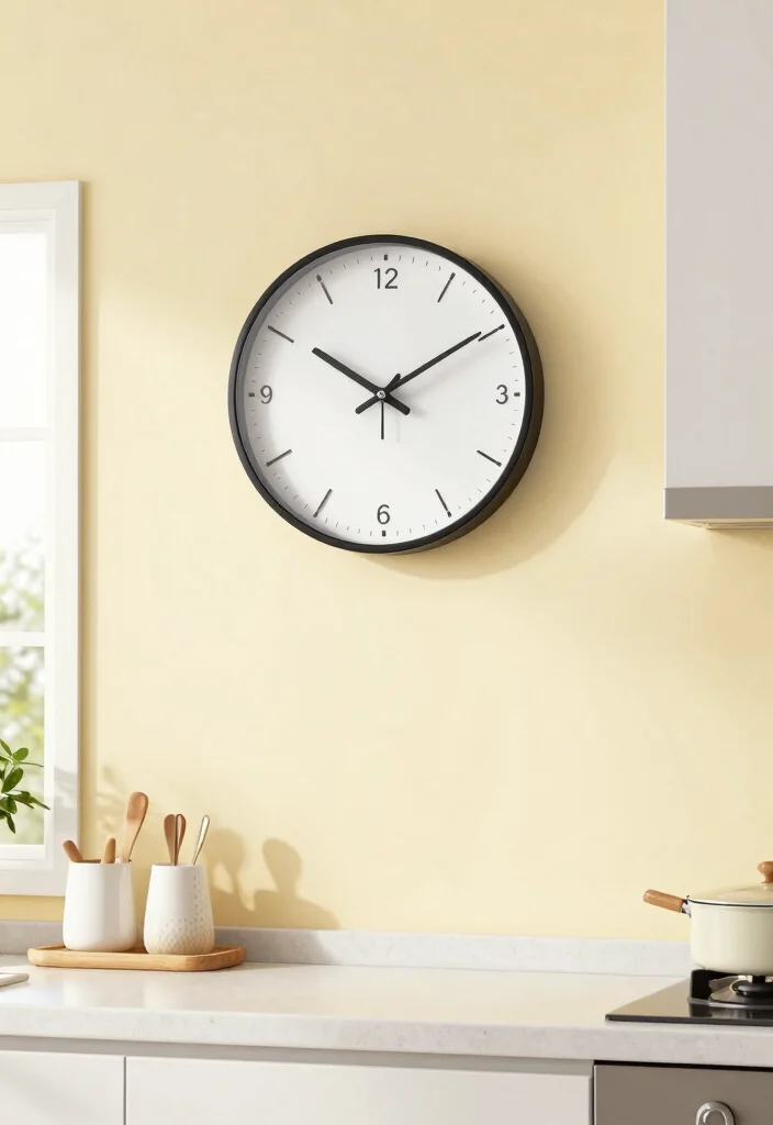 12 Small Kitchen Wall Decor Ideas That Do Not Clutter 12. Minimalist Wall Clock 0