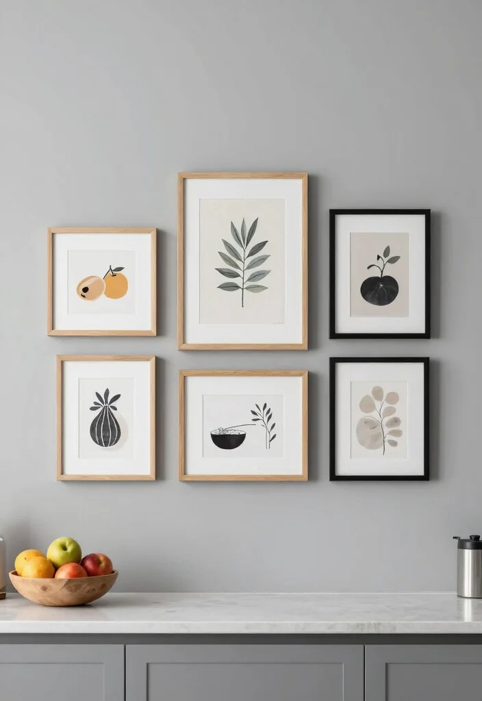 12 Small Kitchen Wall Decor Ideas That Do Not Clutter 2. Minimalist Framed Art 0