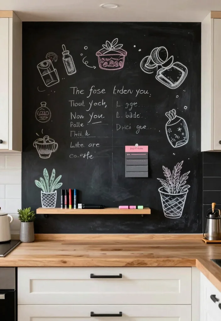 12 Small Kitchen Wall Decor Ideas That Do Not Clutter 8. Chalkboard Walls for Daily Inspiration 0