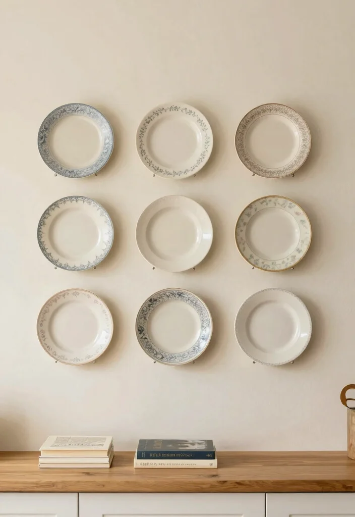 12 Small Kitchen Wall Decor Ideas That Do Not Clutter 9. Vintage Plate Display 0