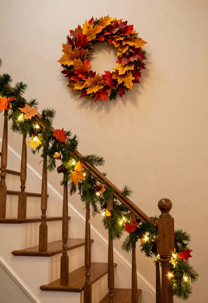 12 Staircase Wall Decor Ideas That Use Vertical Space 11. Seasonal Decor Rotations 0