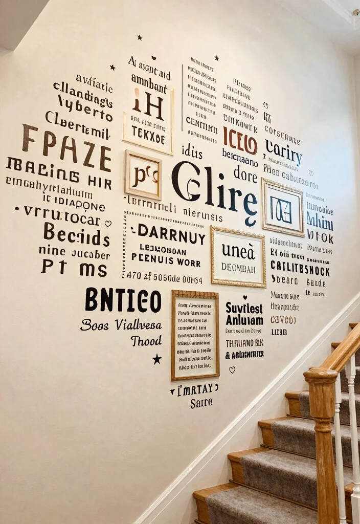 12 Staircase Wall Decor Ideas That Use Vertical Space 5. Inspirational Quote Wall 0