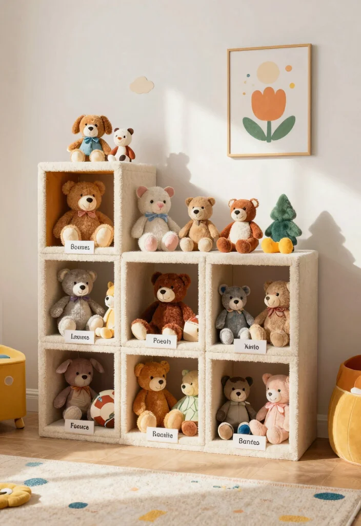 12 Stuffed Animal Storage Organization Ideas for Kids 11. Stuffed Animal Cubbies 0