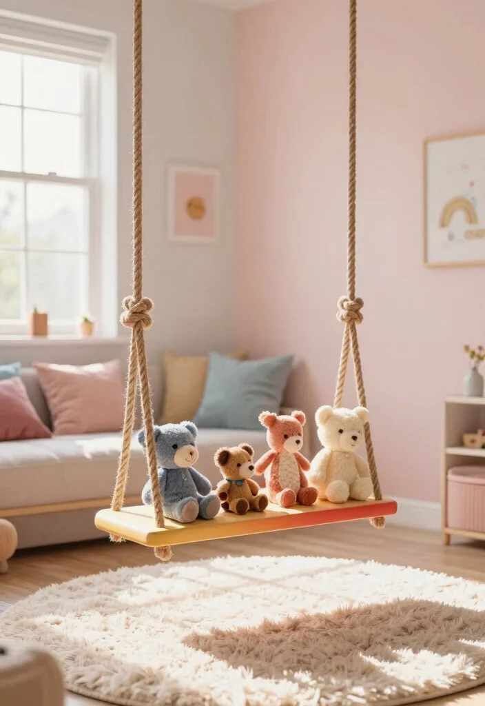 12 Stuffed Animal Storage Organization Ideas for Kids 3. Stuffed Animal Swing 0