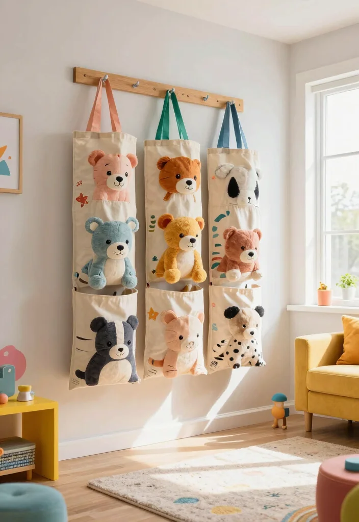 12 Stuffed Animal Storage Organization Ideas for Kids 8. Stuffed Animal Storage Bags 0