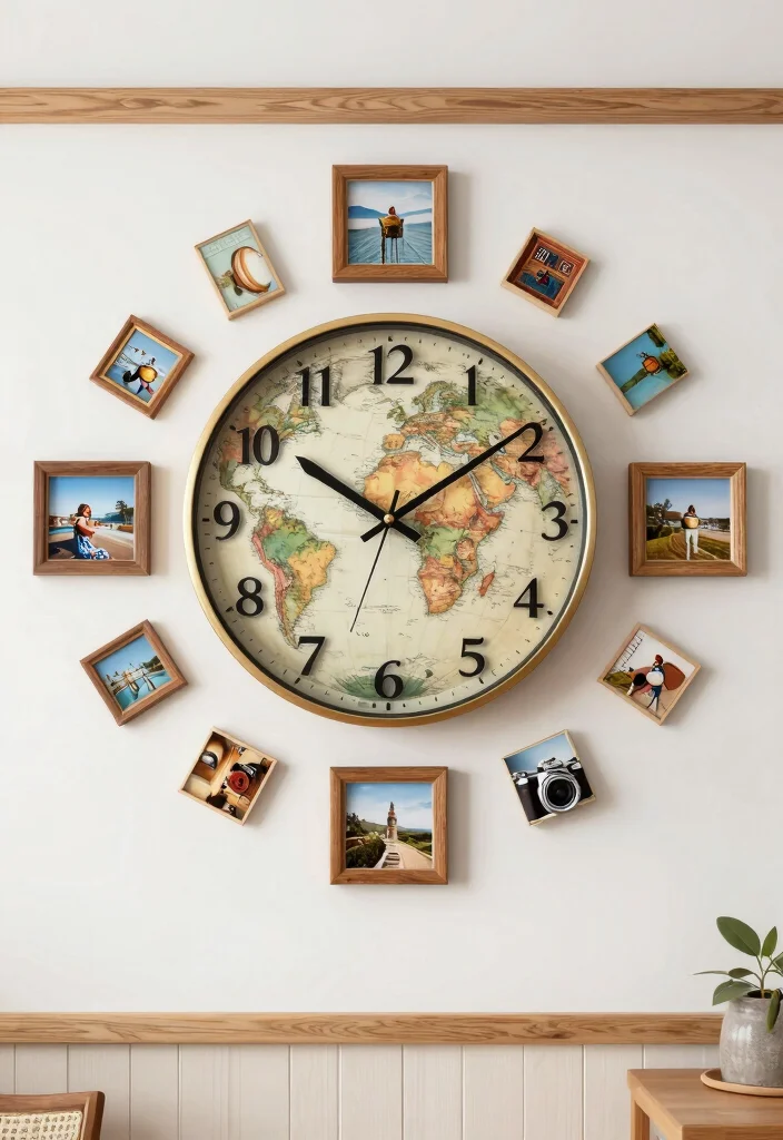 12 Travel Wall Decor Ideas to Display Memories 50 12 Travel Wall Decor Ideas to Display Memories 10. Travel themed Wall Clock 0