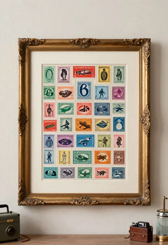 12 Travel Wall Decor Ideas to Display Memories 52 12 Travel Wall Decor Ideas to Display Memories 12. Vintage Postage Stamp Art 0