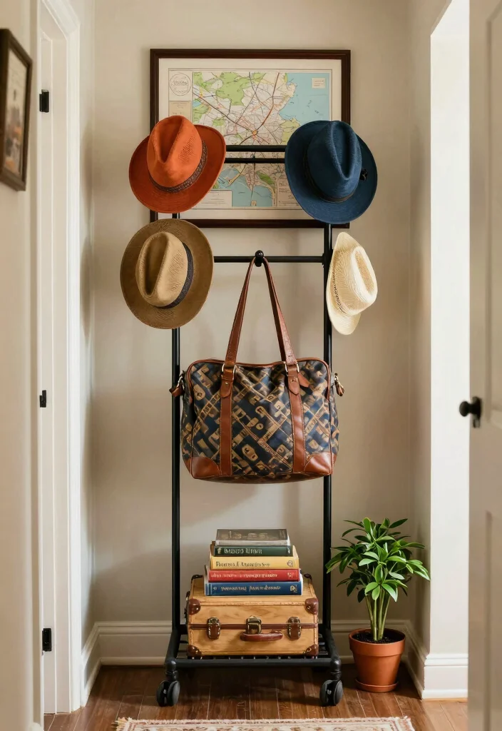 12 Travel Wall Decor Ideas to Display Memories 46 12 Travel Wall Decor Ideas to Display Memories 6. Vintage Luggage Rack Decor 0