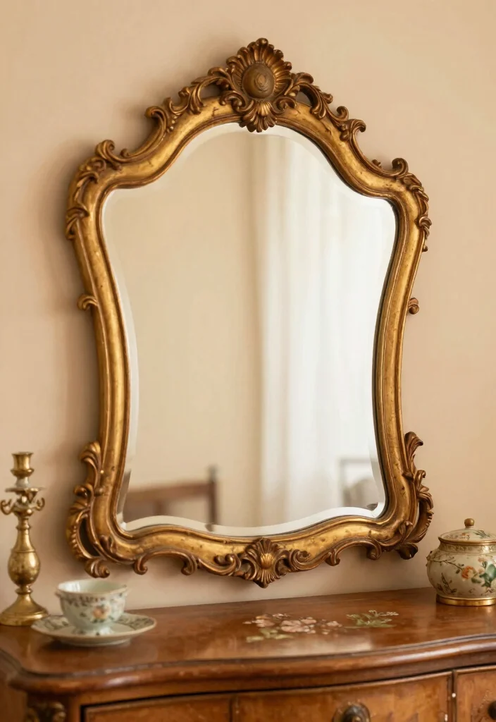 12 Vintage Inspired Bedroom Mirror Wall Decor Ideas to Brighten the Space 1. Antique Beveled Mirrors for Timeless Elegance 0