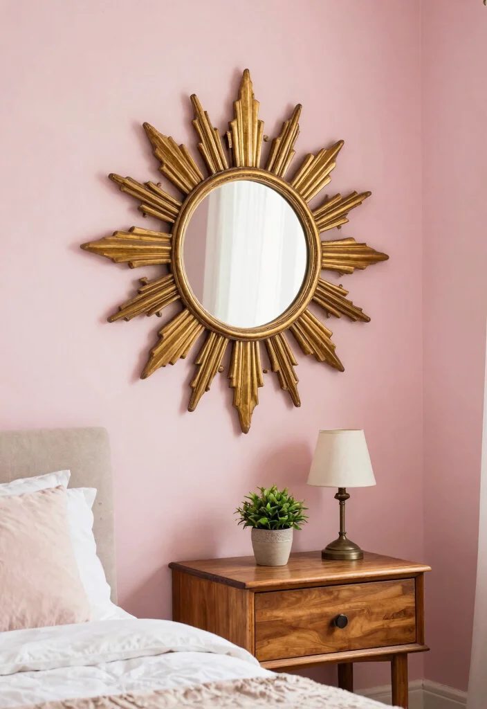 12 Vintage Inspired Bedroom Mirror Wall Decor Ideas to Brighten the Space 3. Vintage Sunburst Mirrors for a Retro Vibe 0