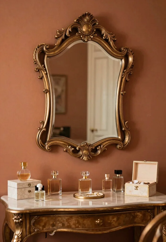 12 Vintage Inspired Bedroom Mirror Wall Decor Ideas to Brighten the Space 5. Ornate Decorative Mirrors as Art Pieces 0