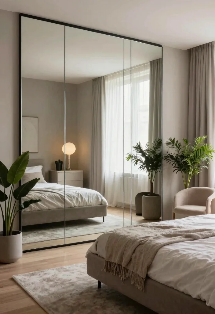 12 Vintage Inspired Bedroom Mirror Wall Decor Ideas to Brighten the Space 7. Mirrored Accent Walls for Dramatic Influence 0