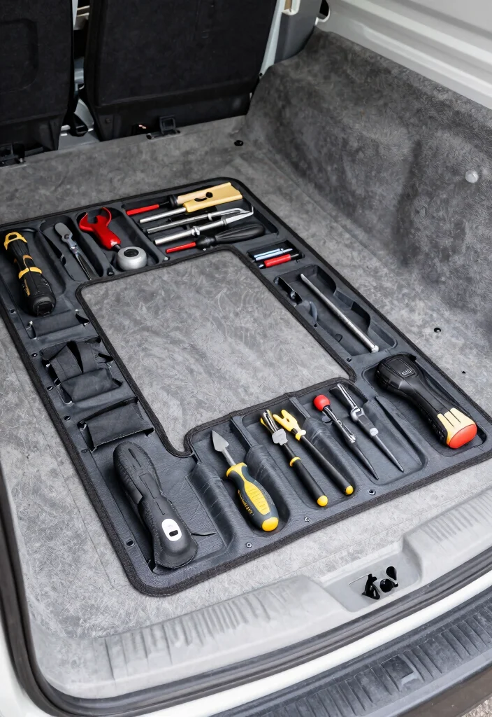 12 Work Van Organization Ideas for Efficiency on the Job 10. Floor Mats with Tool Storage 0