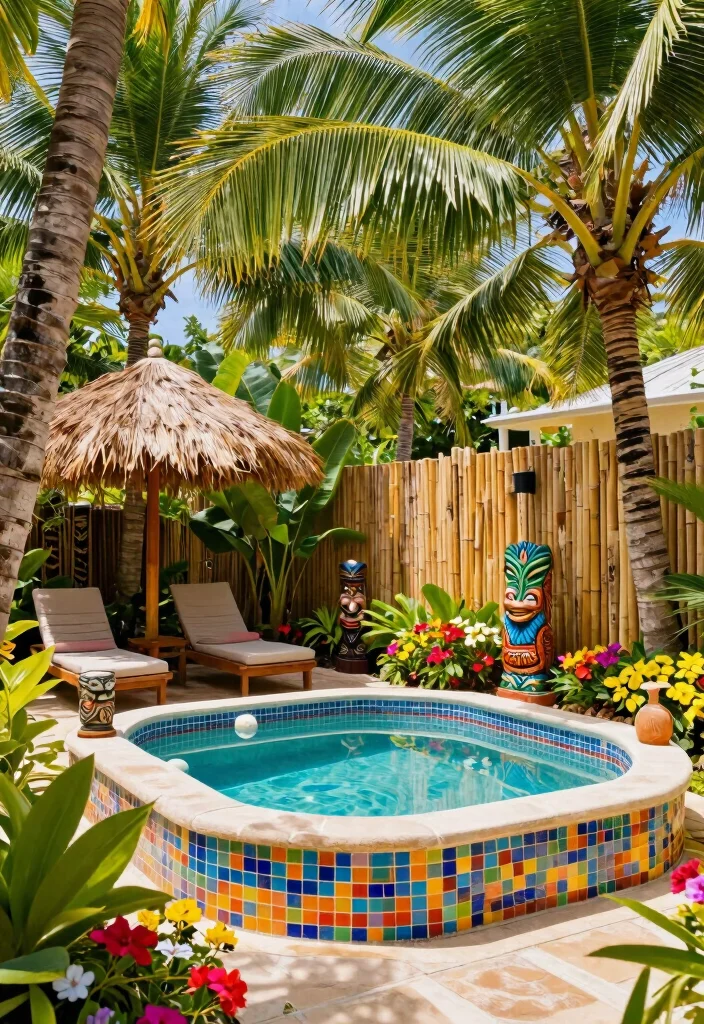 14 Backyard Jacuzzi Patio Ideas for Luxury at Home 2. Tropical Paradise 0