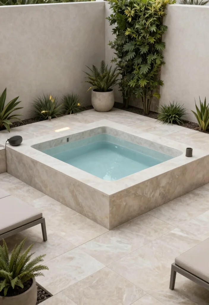 14 Backyard Jacuzzi Patio Ideas for Luxury at Home 3. Modern Minimalism 0