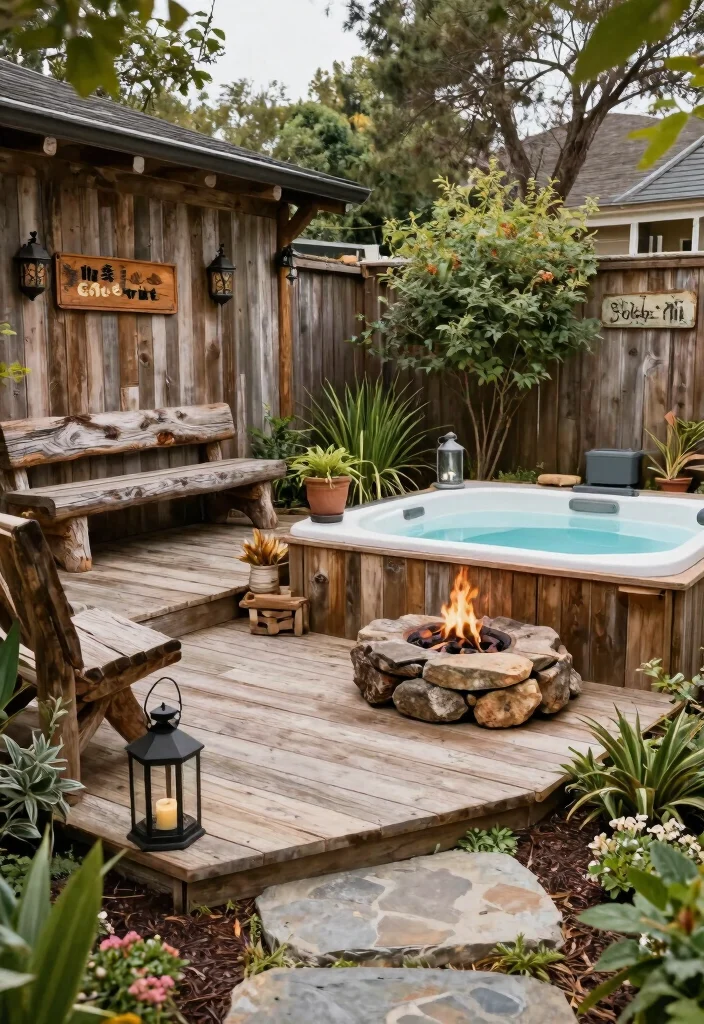 14 Backyard Jacuzzi Patio Ideas for Luxury at Home 4. Rustic Charm 0