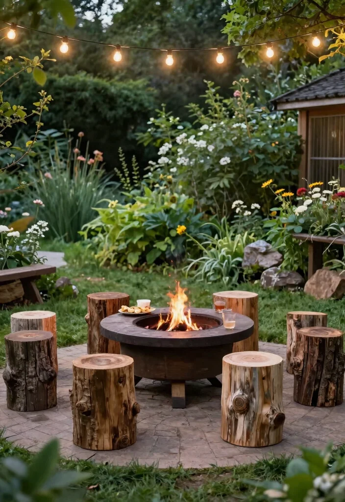 14 Backyard Seating Ideas for Comfortable Outdoor Entertaining 10. Log Stools 0