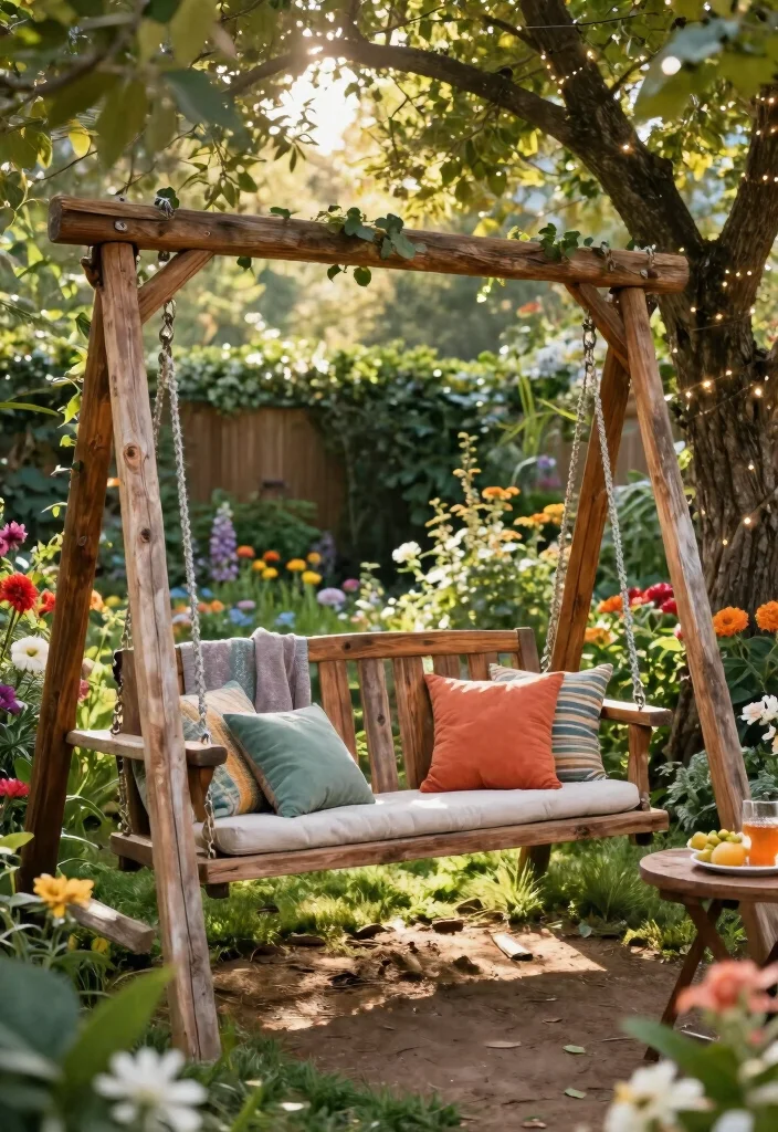 14 Backyard Seating Ideas for Comfortable Outdoor Entertaining 14. Garden Swing Sets 0