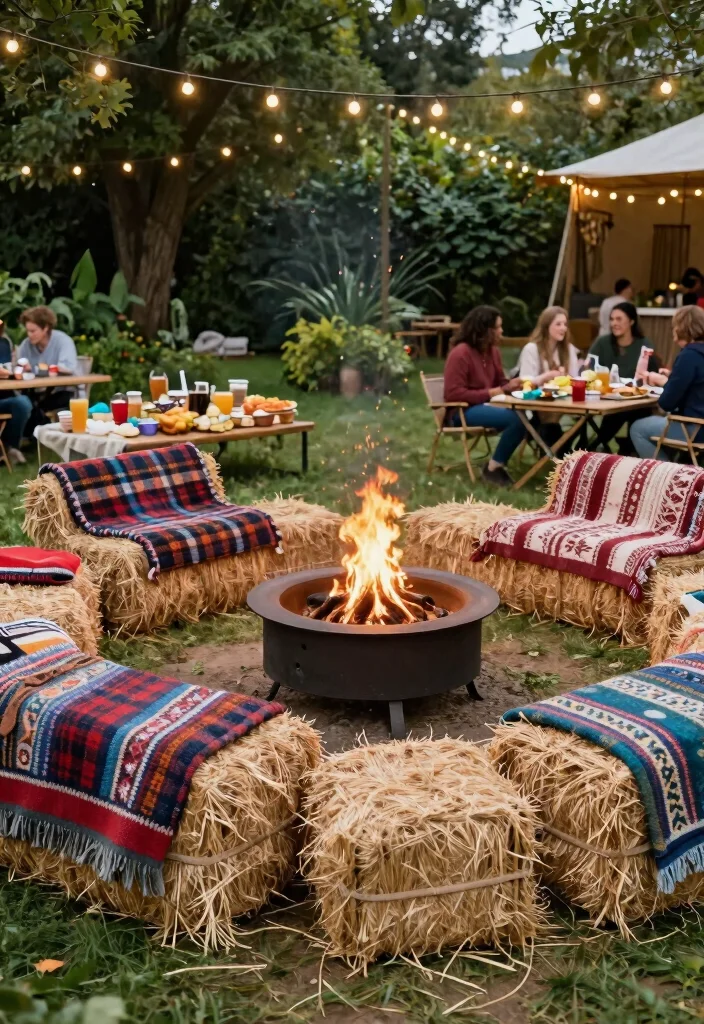 14 Backyard Seating Ideas for Comfortable Outdoor Entertaining 6. Straw Bale Seating 0