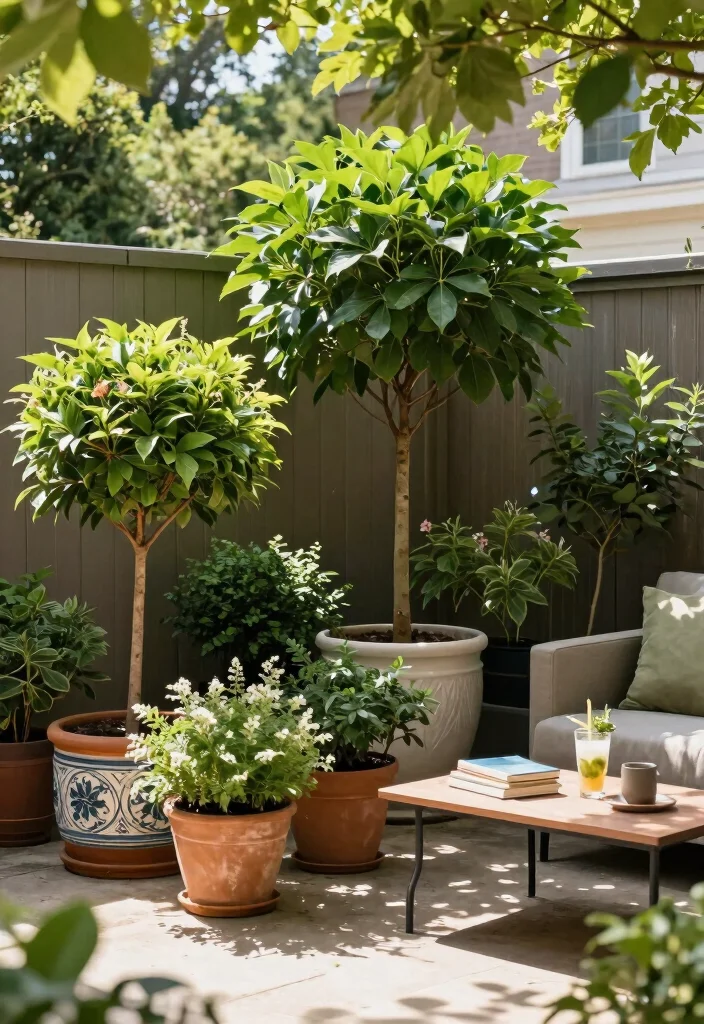 14 Backyard Shade Ideas to Stay Cool and Comfortable 13. Potted Shade Trees 0
