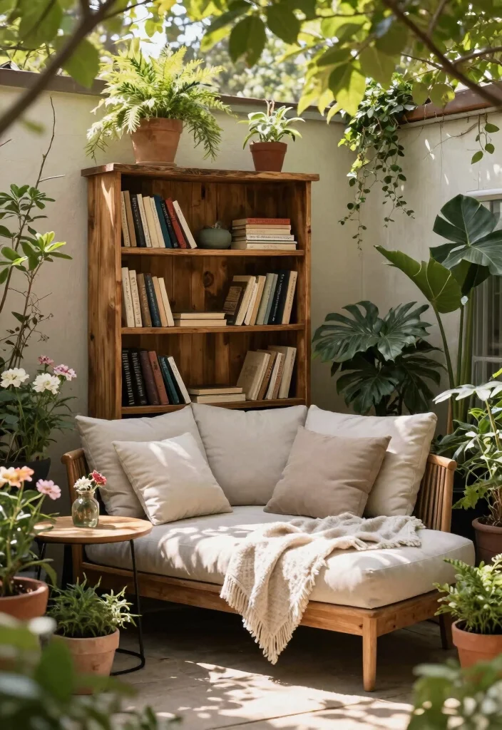 14 Backyard Sitting Area Ideas for Relaxed Everyday Use 14. Cozy Outdoor Reading Nook 0